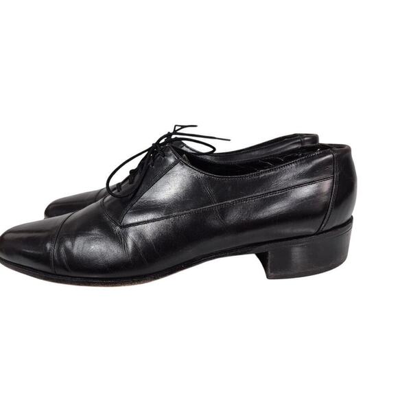 Mens Vtg The Florsheim Dress Shoes Black leather 9B Leather SOles - Picture 6 of 8